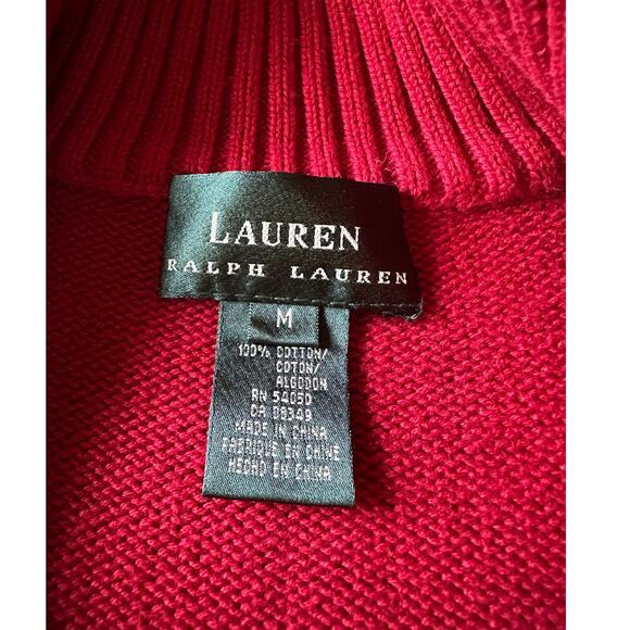 Ralph Lauren Vtg Red Sweater Full Zip Jacket Size Medium - Picture 2 of 7
